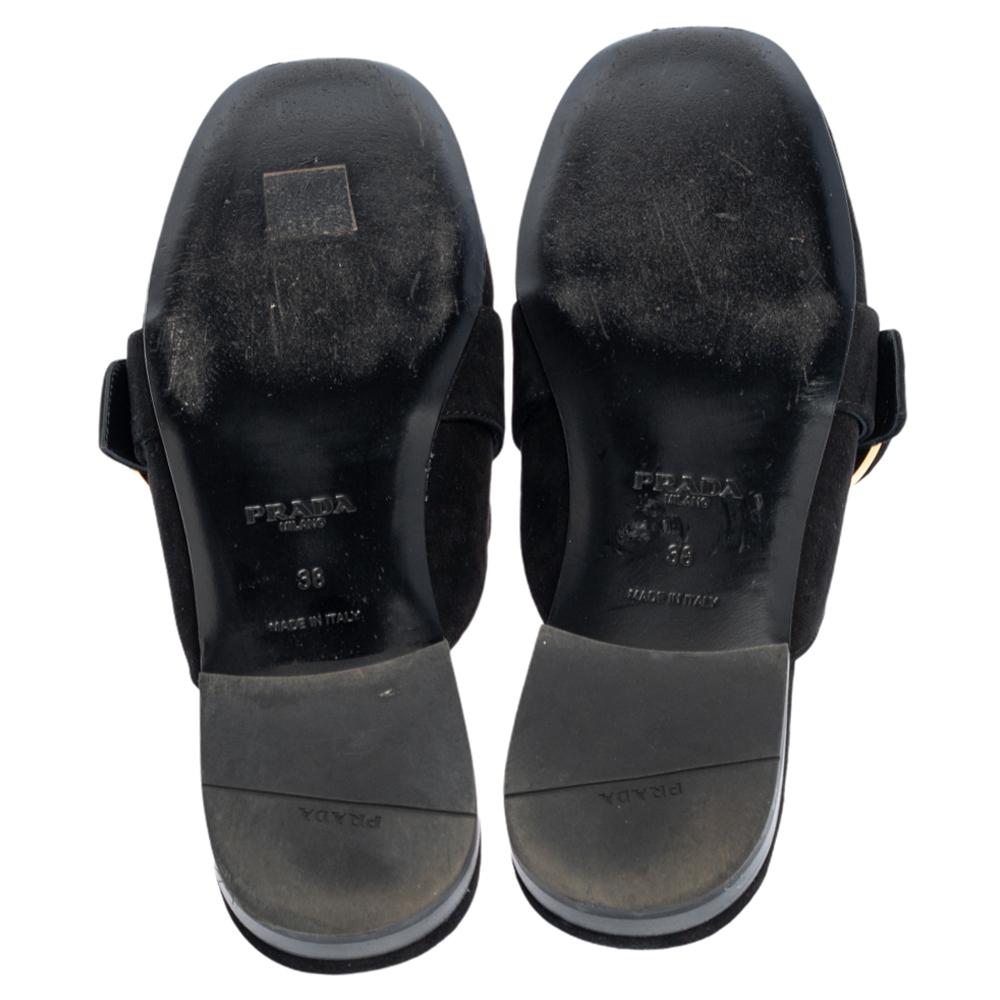 Prada Black Suede Kiltie Fringed Mule Sandals Size 38 1