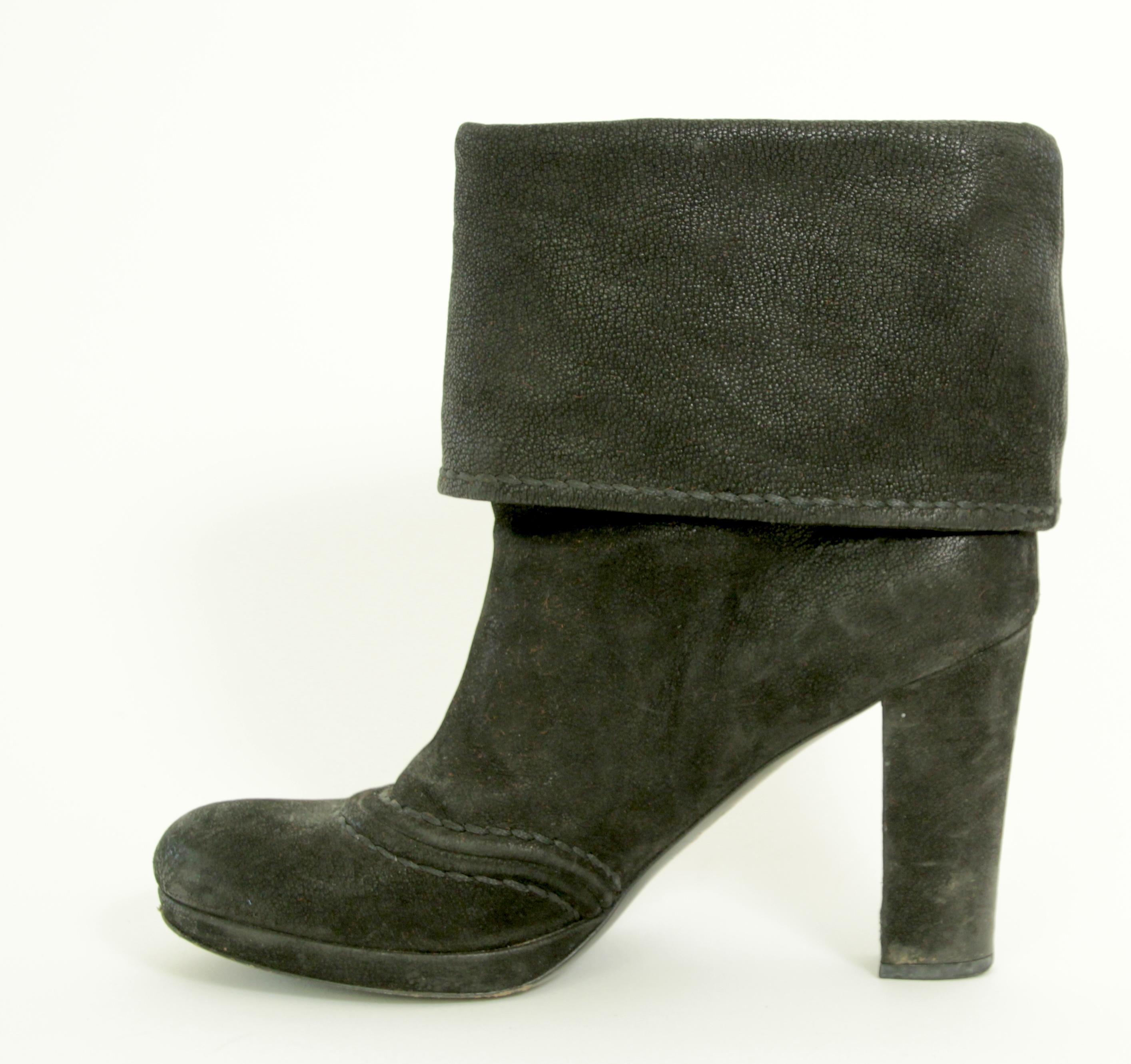 Prada Black Suede Leather Ankle Boots Size EU 37 Italy For Sale 6