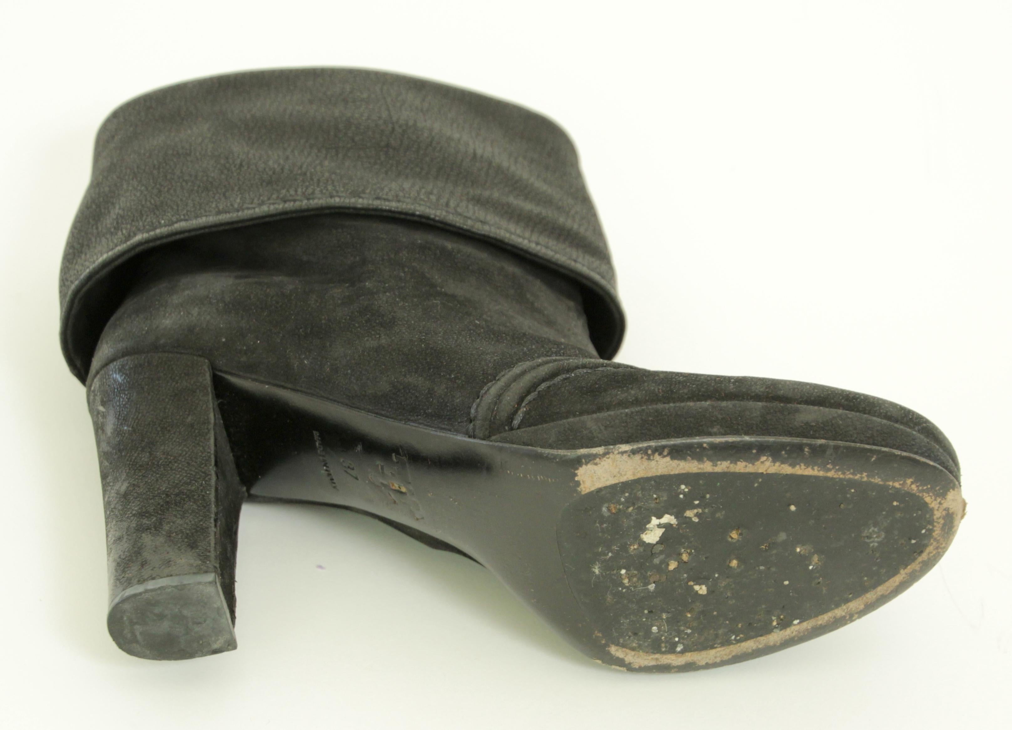 Prada Black Suede Leather Ankle Boots Size EU 37 Italy For Sale 7