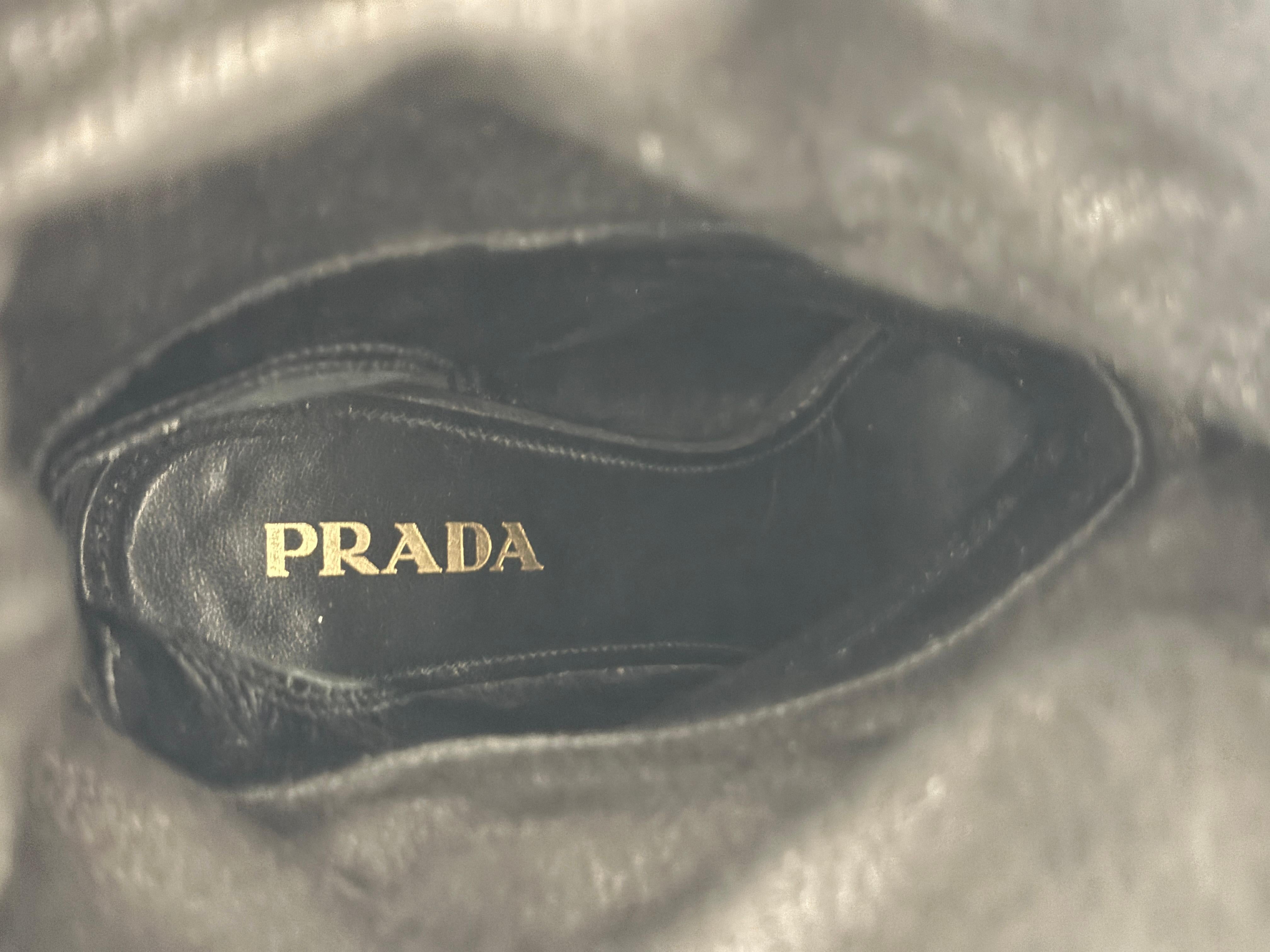 Prada Black Suede Leather Ankle Boots Size EU 37 Italy In Good Condition For Sale In North Hollywood, CA