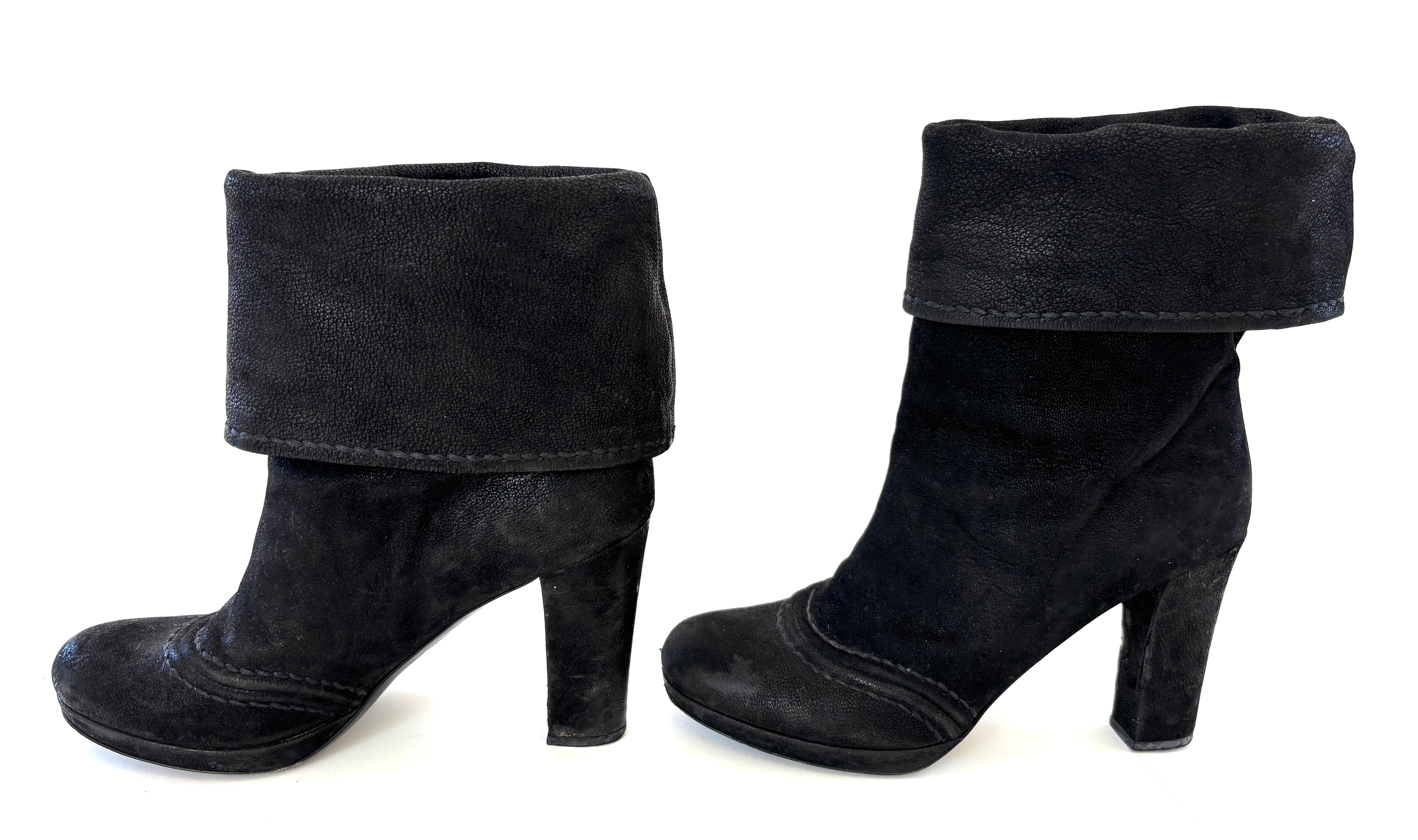 Prada Black Suede Leather Ankle Boots Size EU 37 Italy For Sale 3