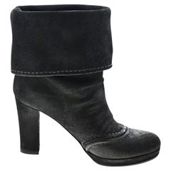 Prada Black Suede Leather Ankle Boots Size EU 37 Italy