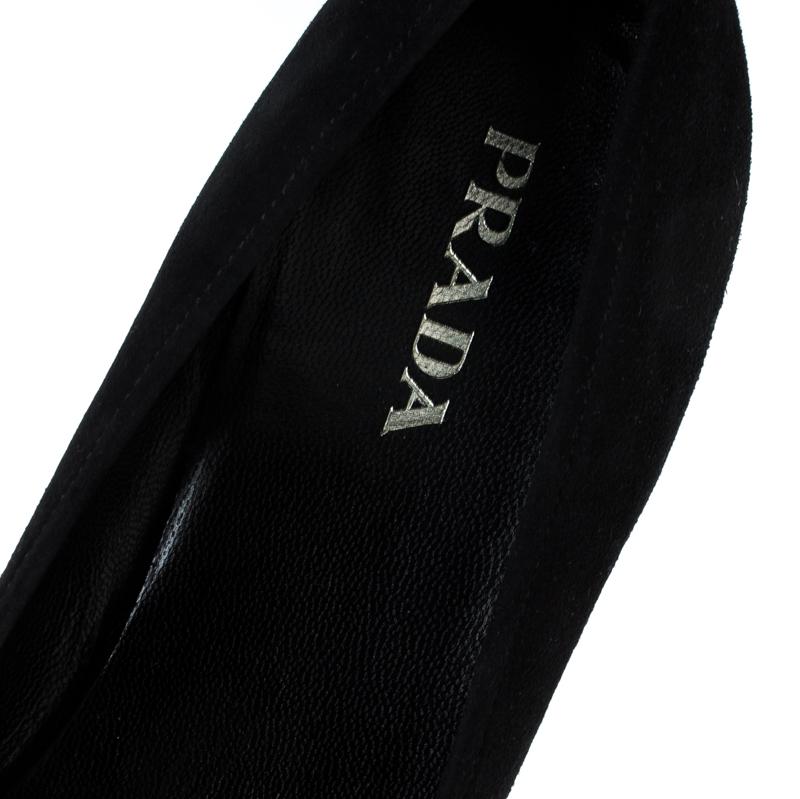 Prada Black Suede Leather Pointed Toe Pumps Size 37 2