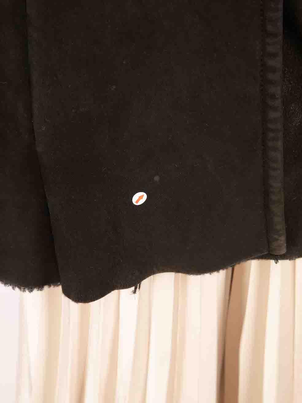 Prada Black Suede Mink Fur Trim Shearling Coat Size M 1