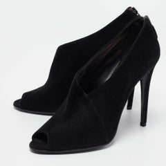 Prada - Bottines peep toes en daim noir - Taille 38,5