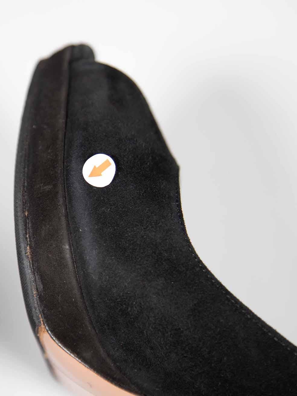 Prada Black Suede Peep Toe High Heels Size IT 37.5 1