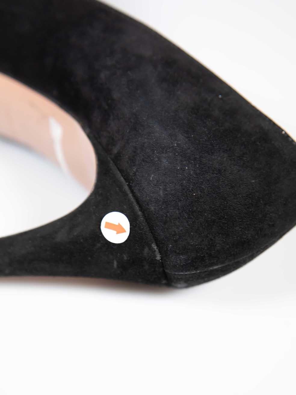 Prada Black Suede Peep Toe High Heels Size IT 37.5 2