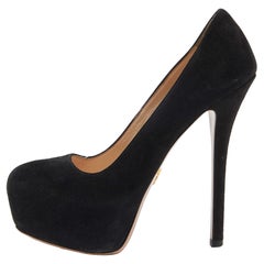 Prada - Escarpins à plateforme en daim noir - Taille 36,5