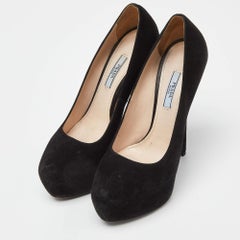 Prada Black Suede Platform Pumps Size 39