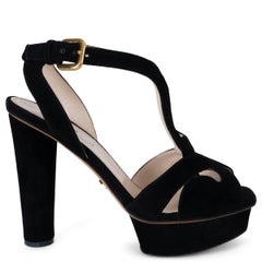 PRADA black suede PLATFORM Sandals Shoes 36.5