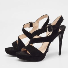 Prada Sandales à plateforme en daim noir Taille 37.5