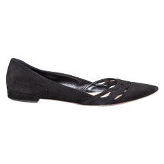 Prada Black Suede Pointed Toe Flats Size IT 39.5