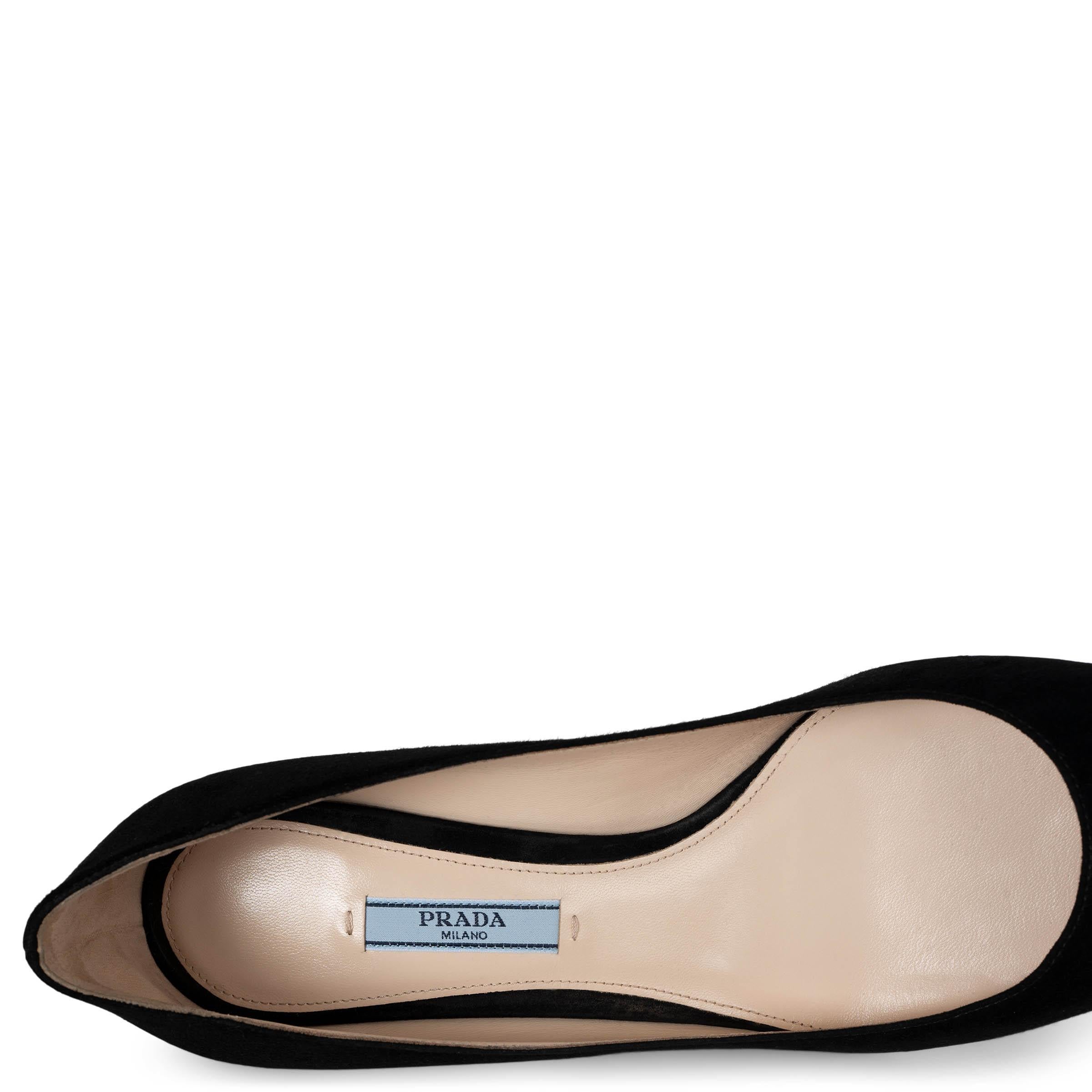PRADA black suede Pointed Toe KITTEN HEEL Pumps Shoes 39 For Sale 2
