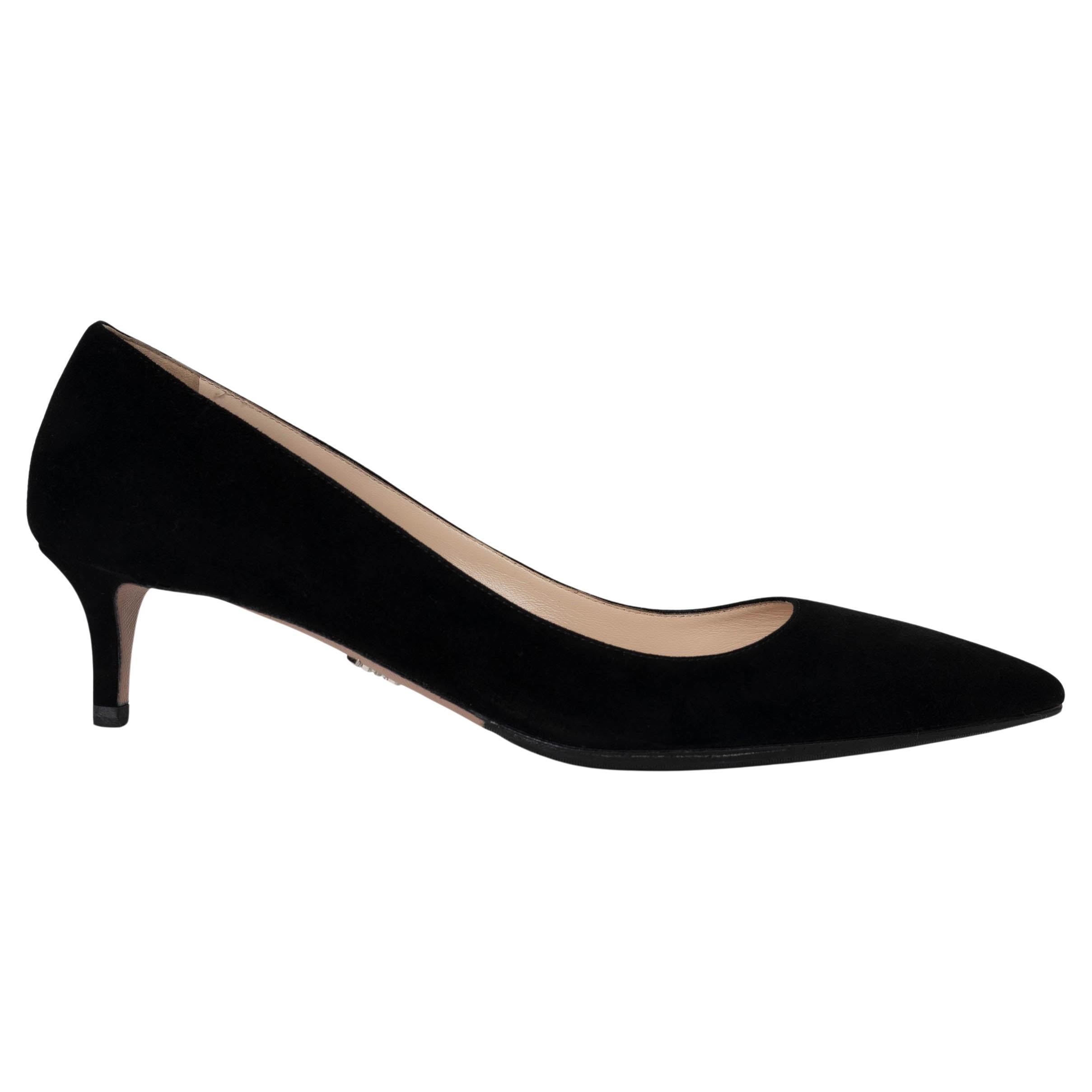 PRADA black suede Pointed Toe KITTEN HEEL Pumps Shoes 39 For Sale