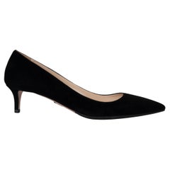 PRADA black suede Pointed Toe KITTEN HEEL Pumps Shoes 39
