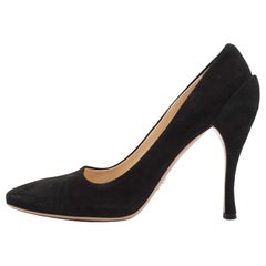 Prada Black Suede Pointed Toe Pumps Size 38.5