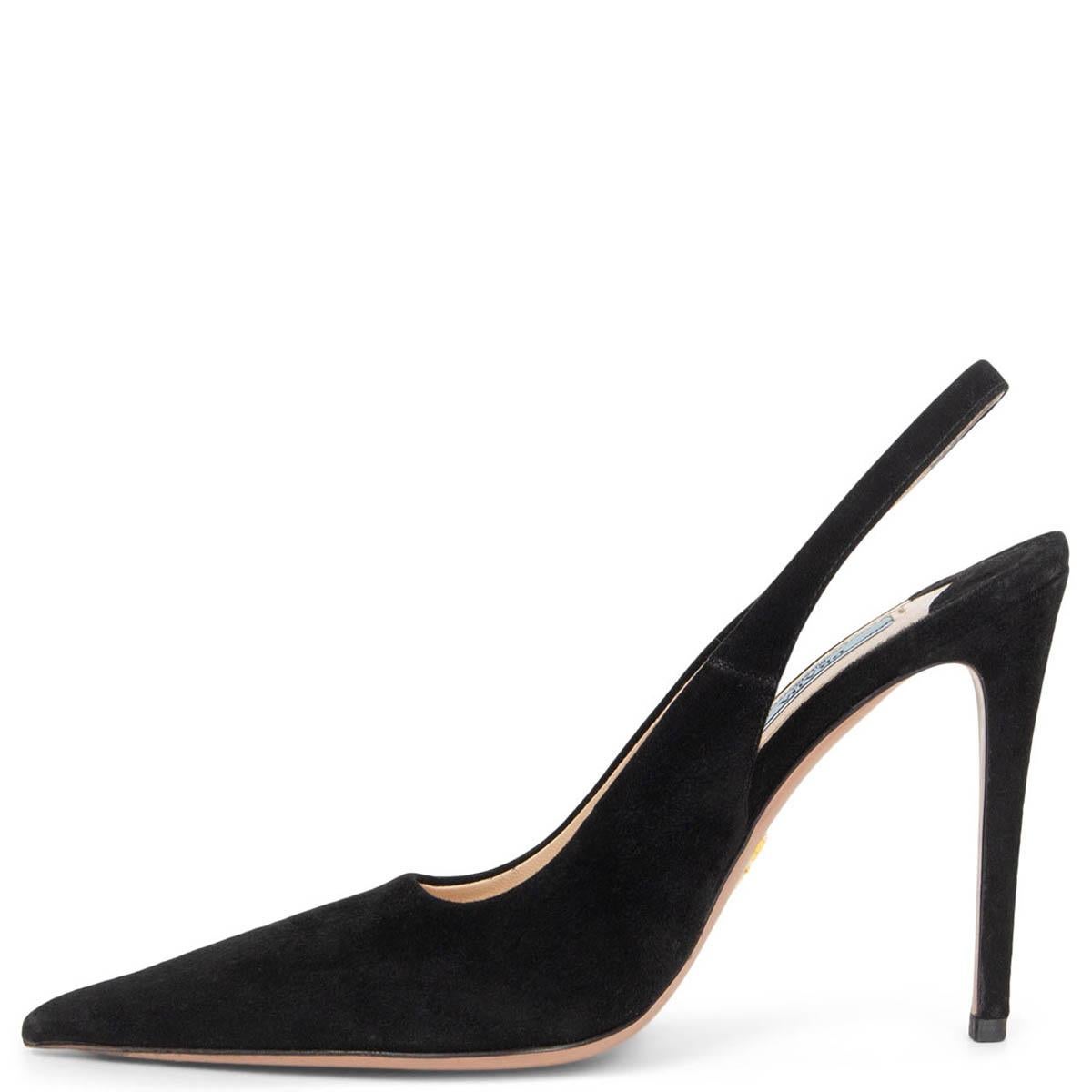 black suede slingback heels