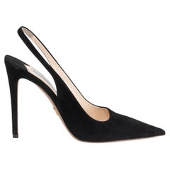 PRADA black suede POINTED TOE SLINGBACKS Pumps Shoes 37