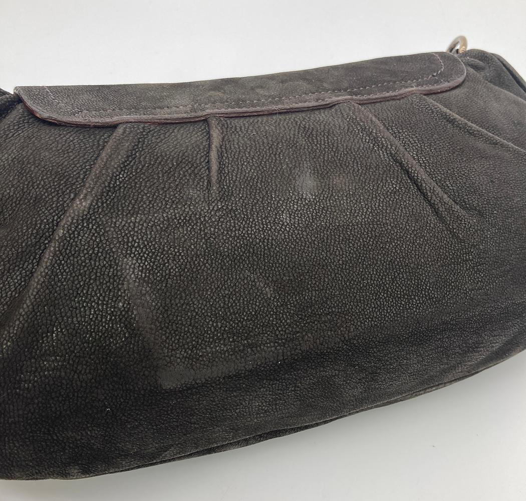 Prada Black Suede Rhinestone Alligator Flap Shoulder Bag For Sale 1