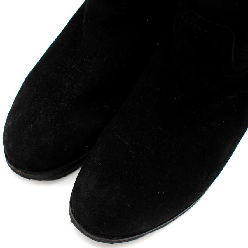 Prada Black Suede & Shearling Lined Flat Boots For Sale 1