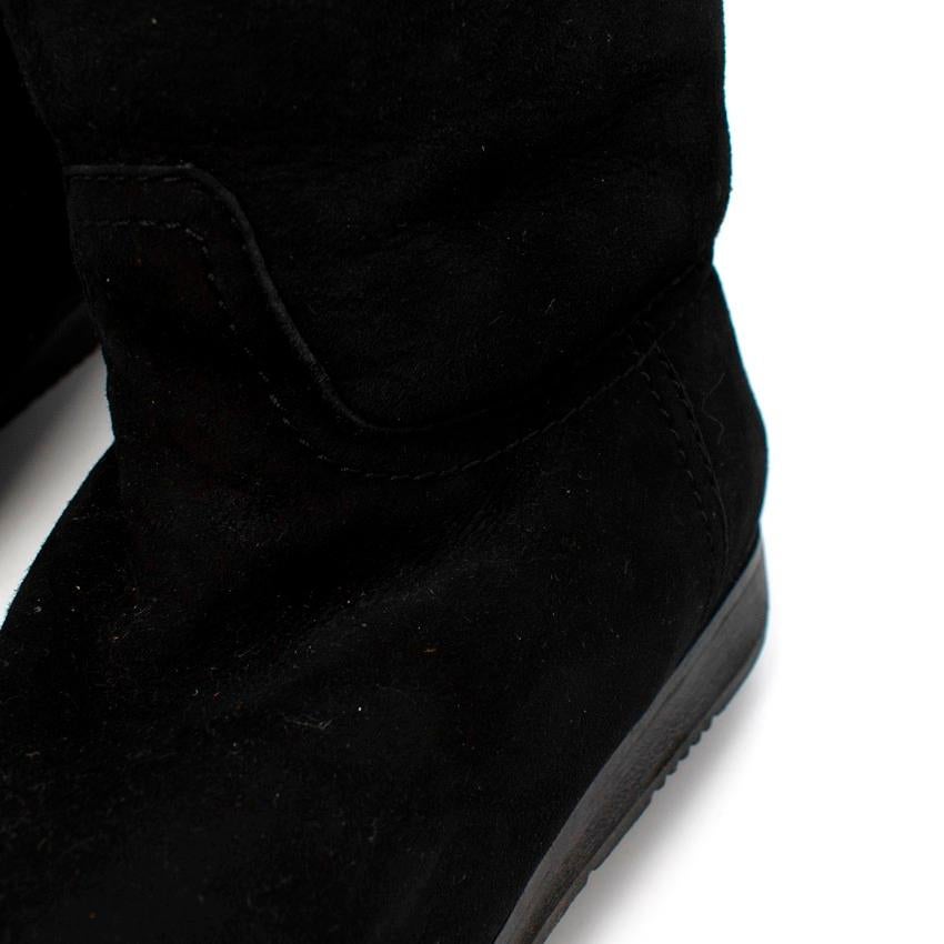 Prada Black Suede & Shearling Lined Flat Boots For Sale 2