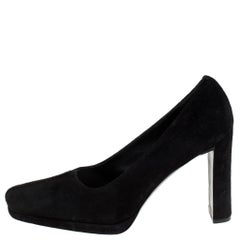 Prada Black Suede Square Toe Pumps Size 39