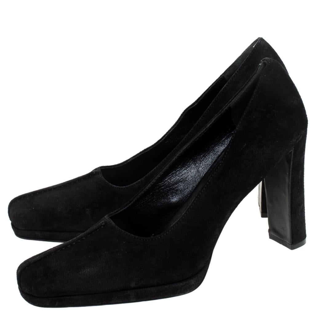 Women's Prada Black Suede Square Toe Pumps Size 39