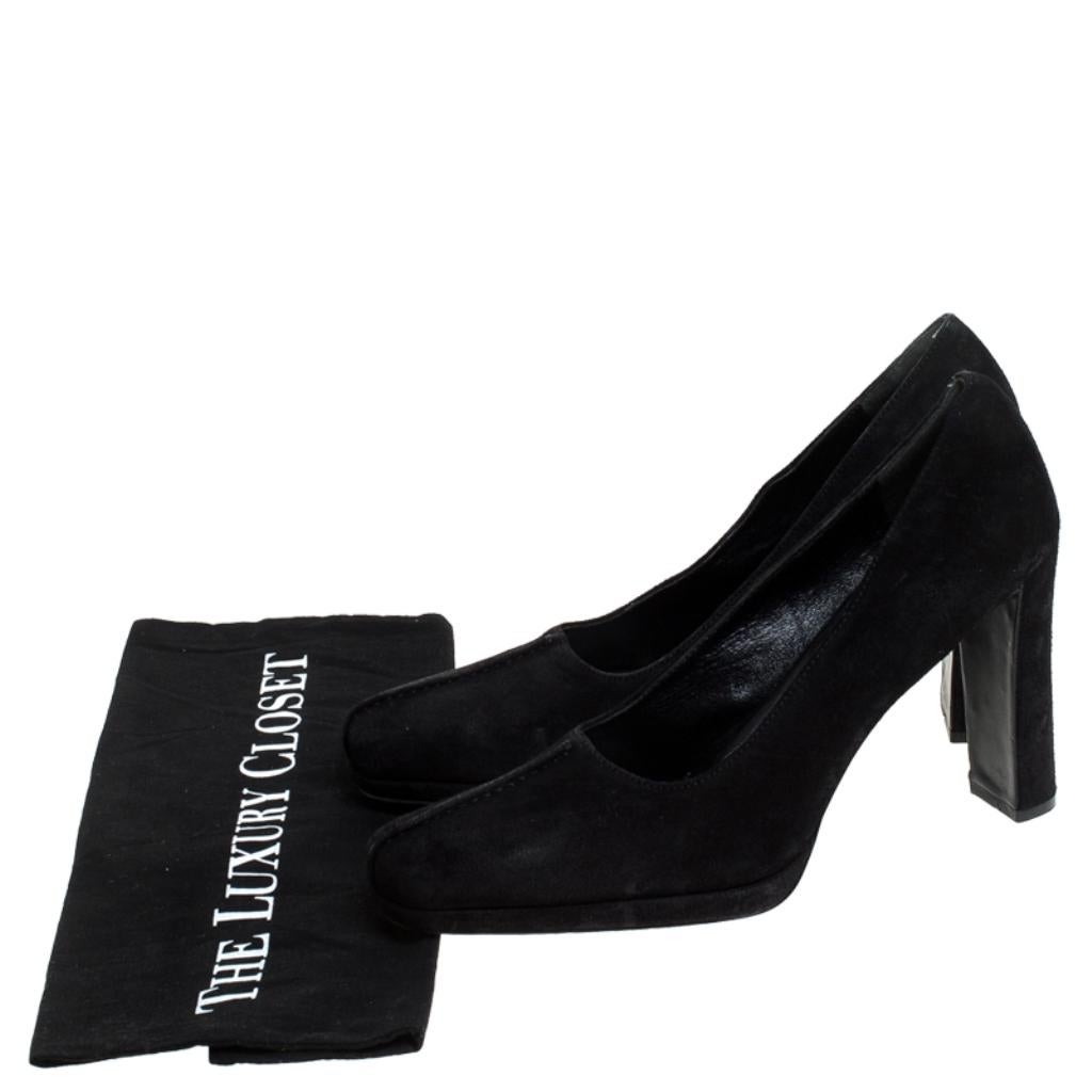 Prada Black Suede Square Toe Pumps Size 39 4