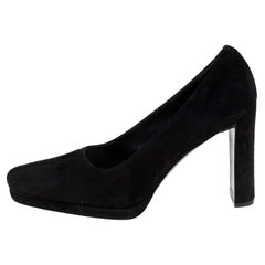 Prada Black Suede Square Toe Pumps Size 39