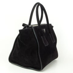 PRADA black suede TWIN POCKET TOTE Nero Scamosciato