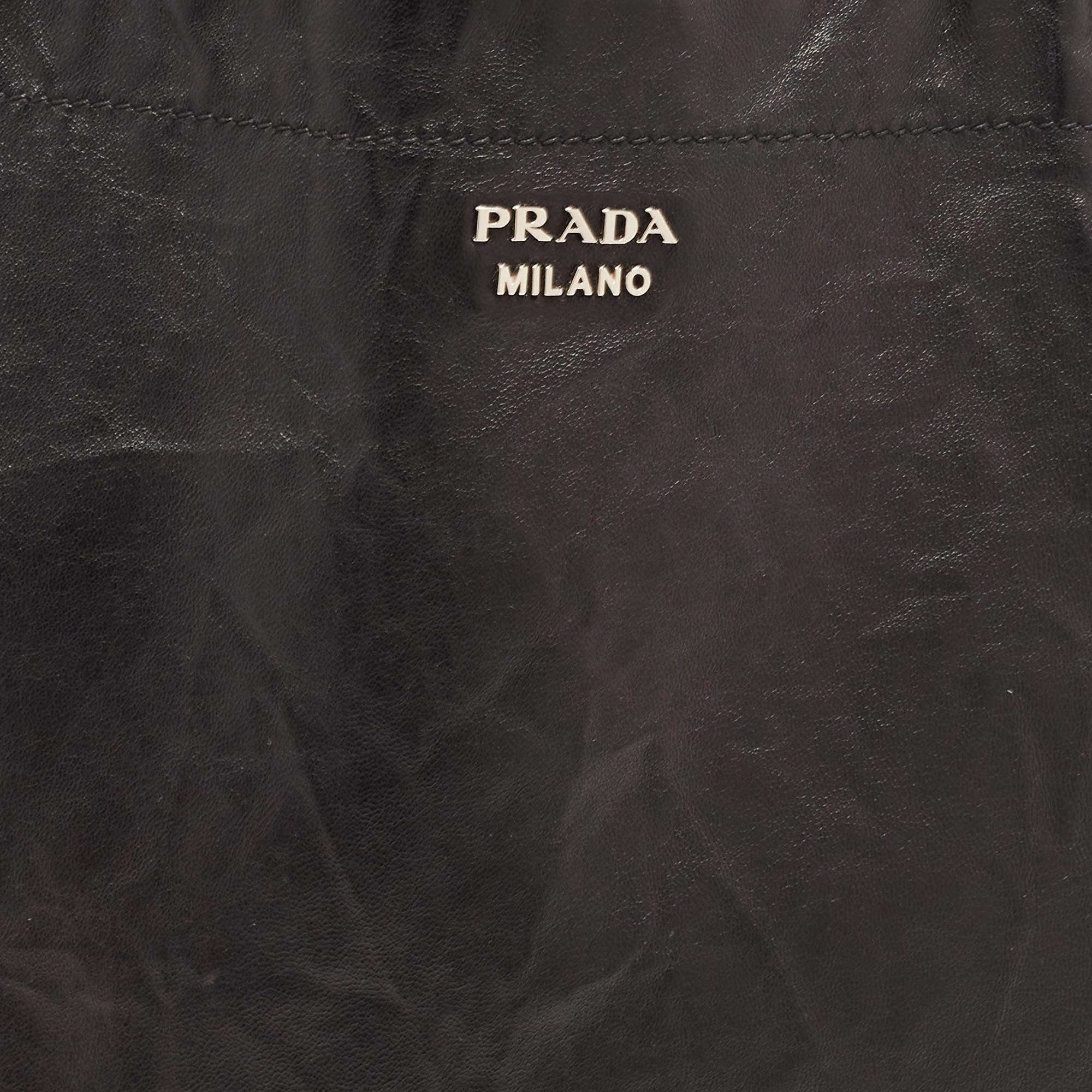 Prada Black/Teal Blue Nappa Antique Leather Reversible Tote 6