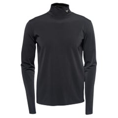 Prada Black Technical Jersey Mock Neck Turtleneck Sweater XL