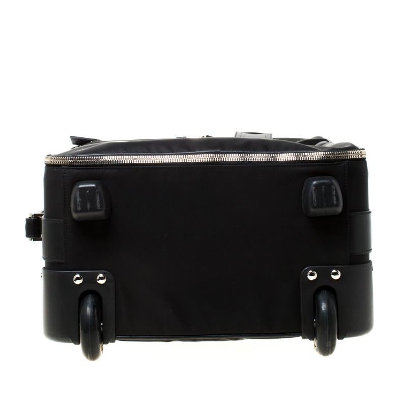 Prada Black Tessuto and Leather Trolley Rolling Luggage 6
