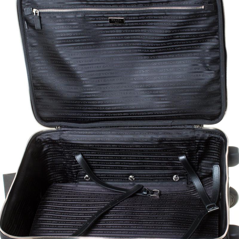 Prada Black Tessuto and Leather Trolley Rolling Luggage 1