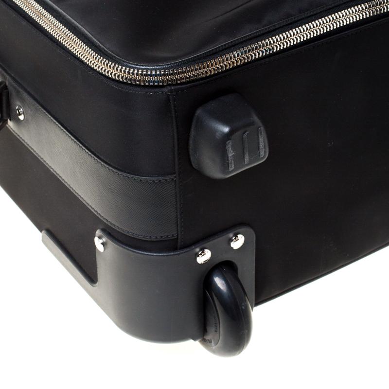 Prada Black Tessuto and Leather Trolley Rolling Luggage 5