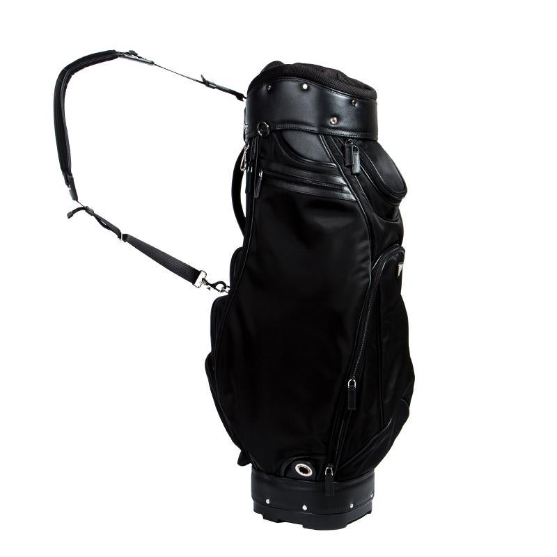 Prada Black Tessuto and Saffiano Leather Golf Bag For Sale at 1stDibs | prada  golf bag, prada golf, black leather golf bag