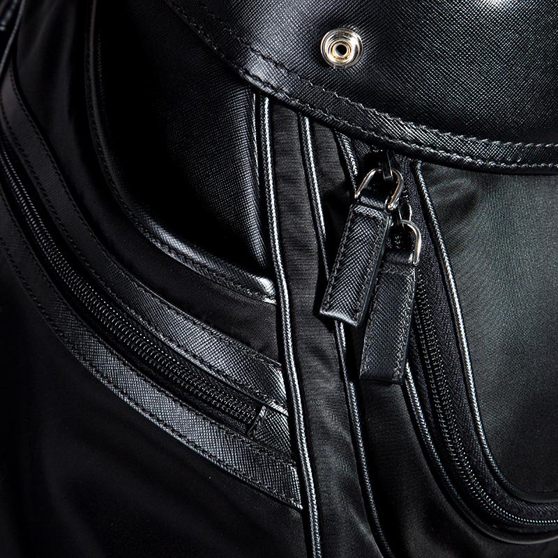 Prada Black Tessuto and Saffiano Leather Golf Bag In Excellent Condition In Dubai, Al Qouz 2