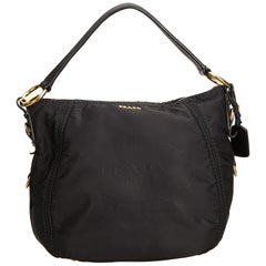 Prada Black Tessuto Canapa Nylon Hobo Bag