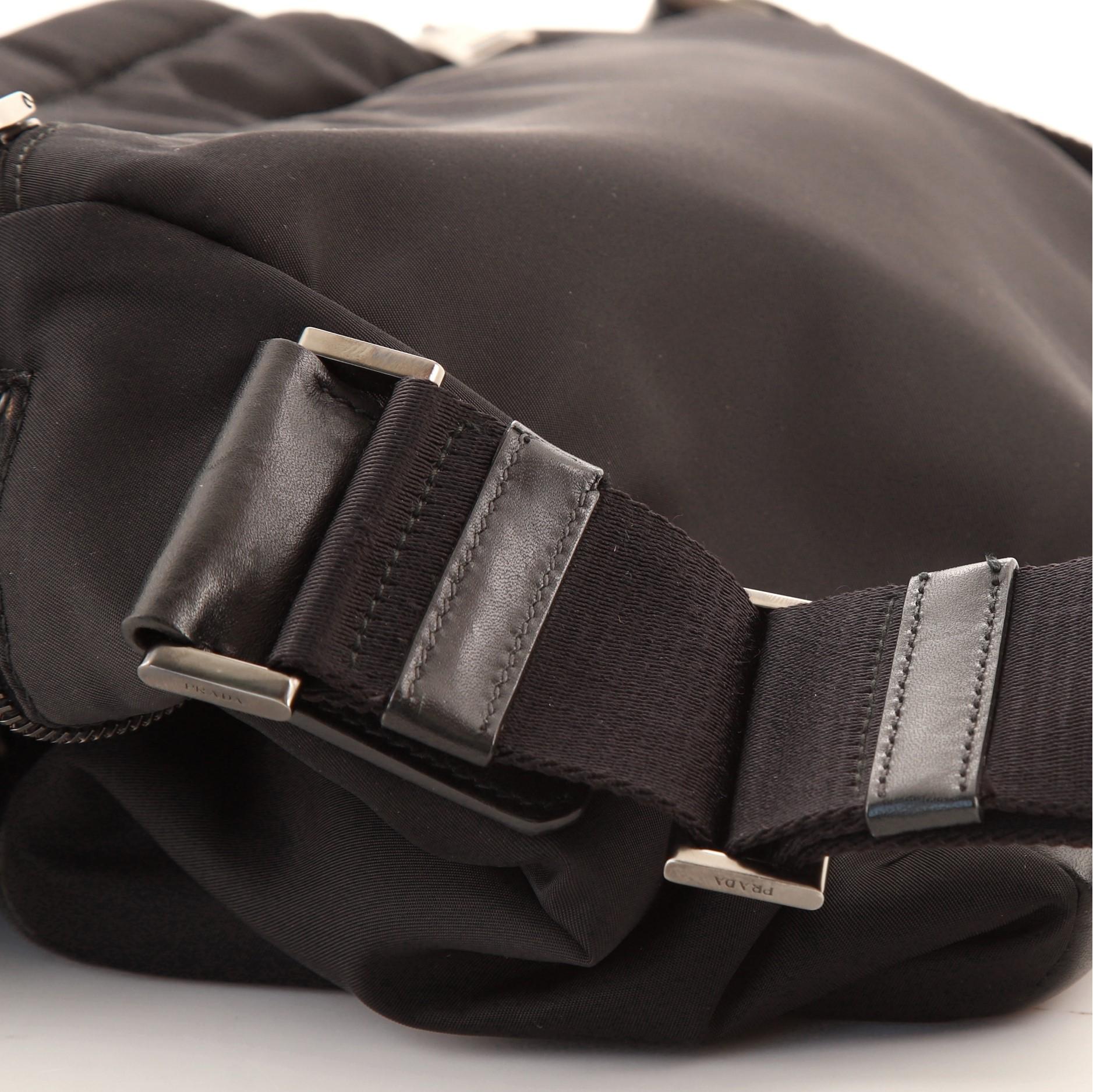 Prada Black Tessuto Double Buckle Flap Large Messenger Bag 1