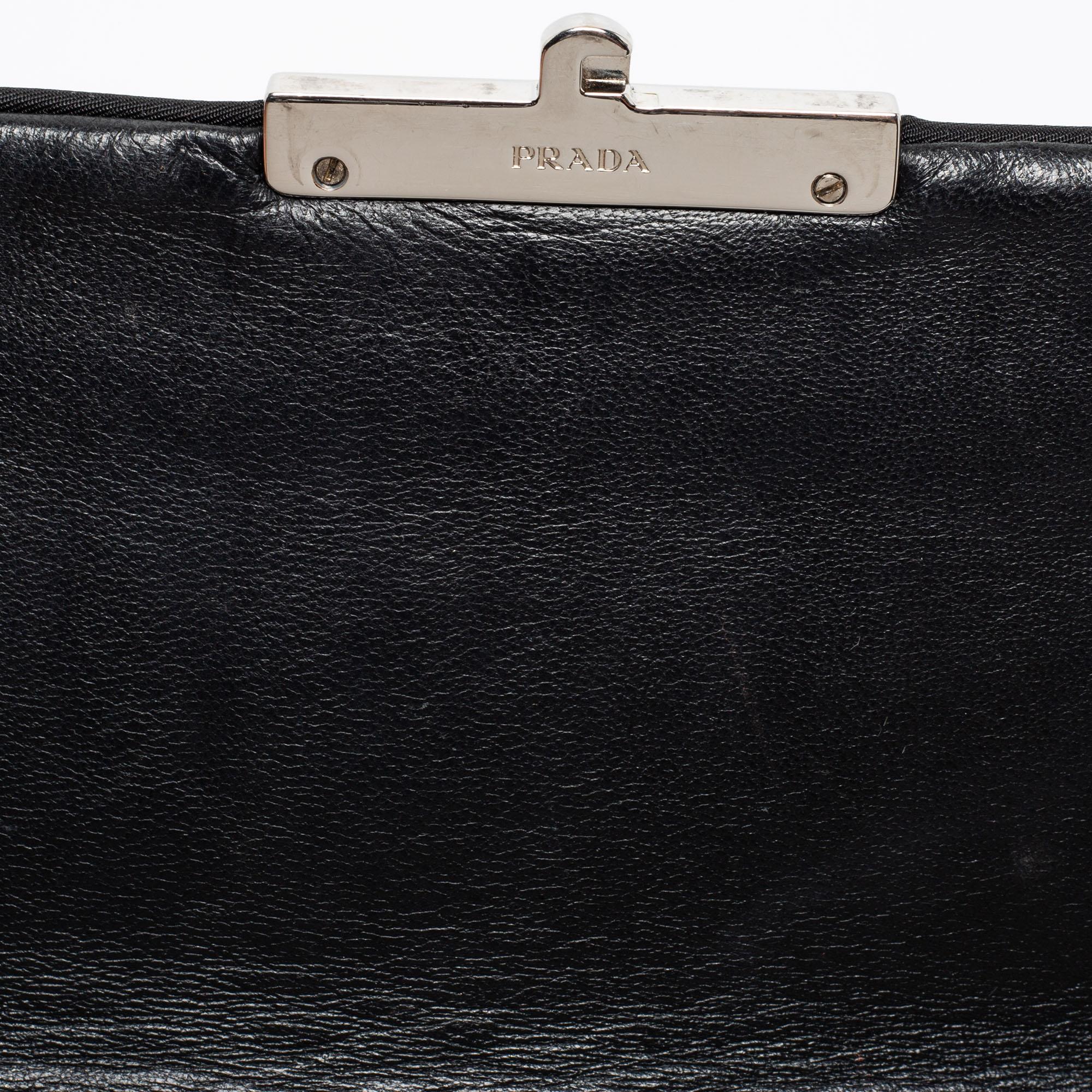 Prada Black Tessuto Gaufre Nylon Flap Chain Shoulder Bag 5