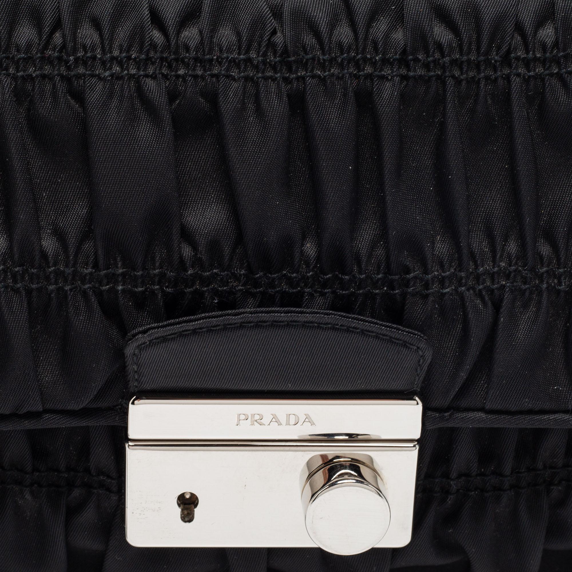 Prada Black Tessuto Gaufre Nylon Flap Chain Shoulder Bag 2