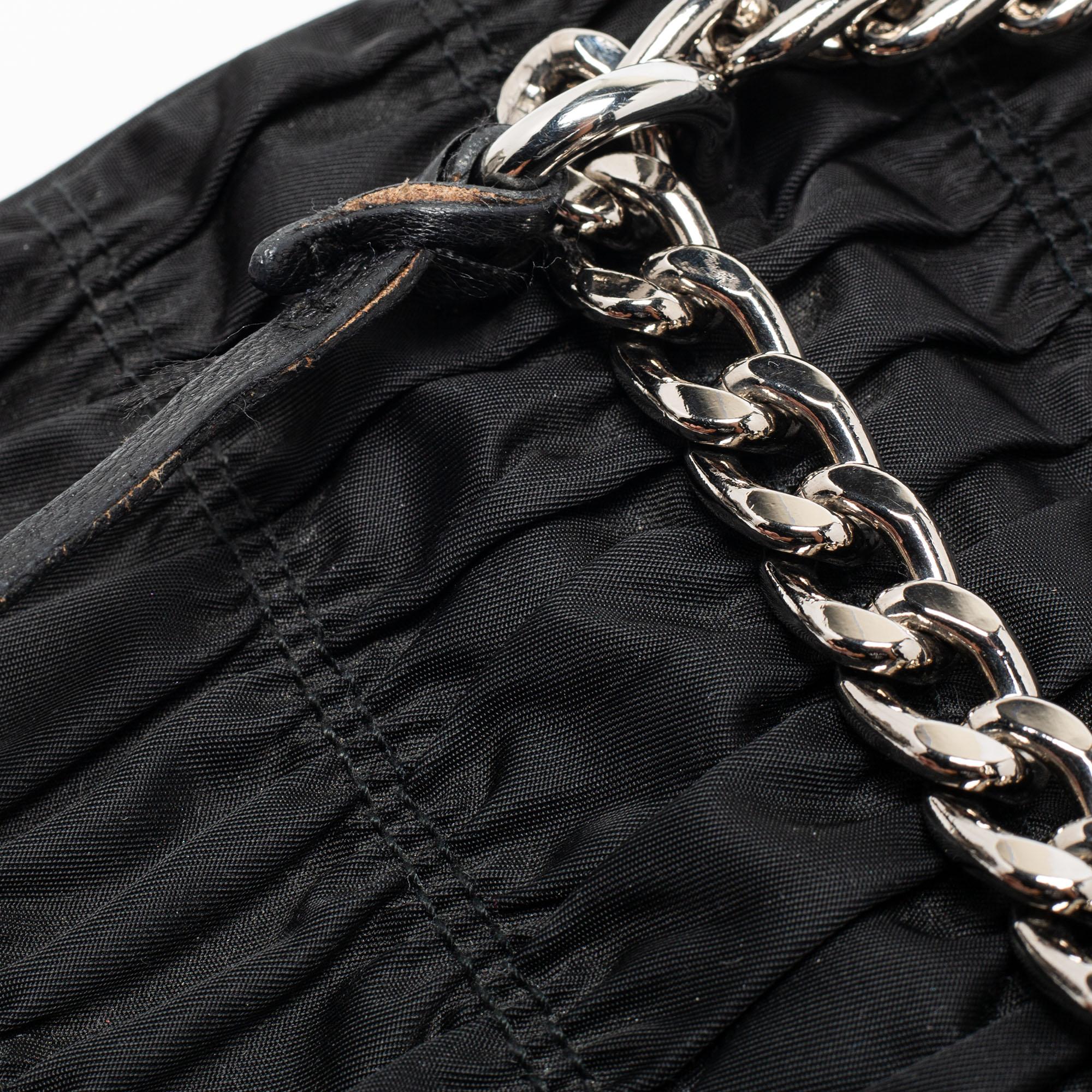 Prada Black Tessuto Gaufre Nylon Flap Chain Shoulder Bag 4