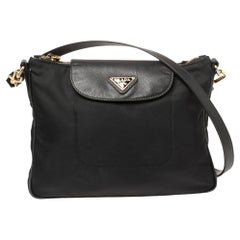 Prada Black Tessuto Nylon and Leather Crossbody Bag
