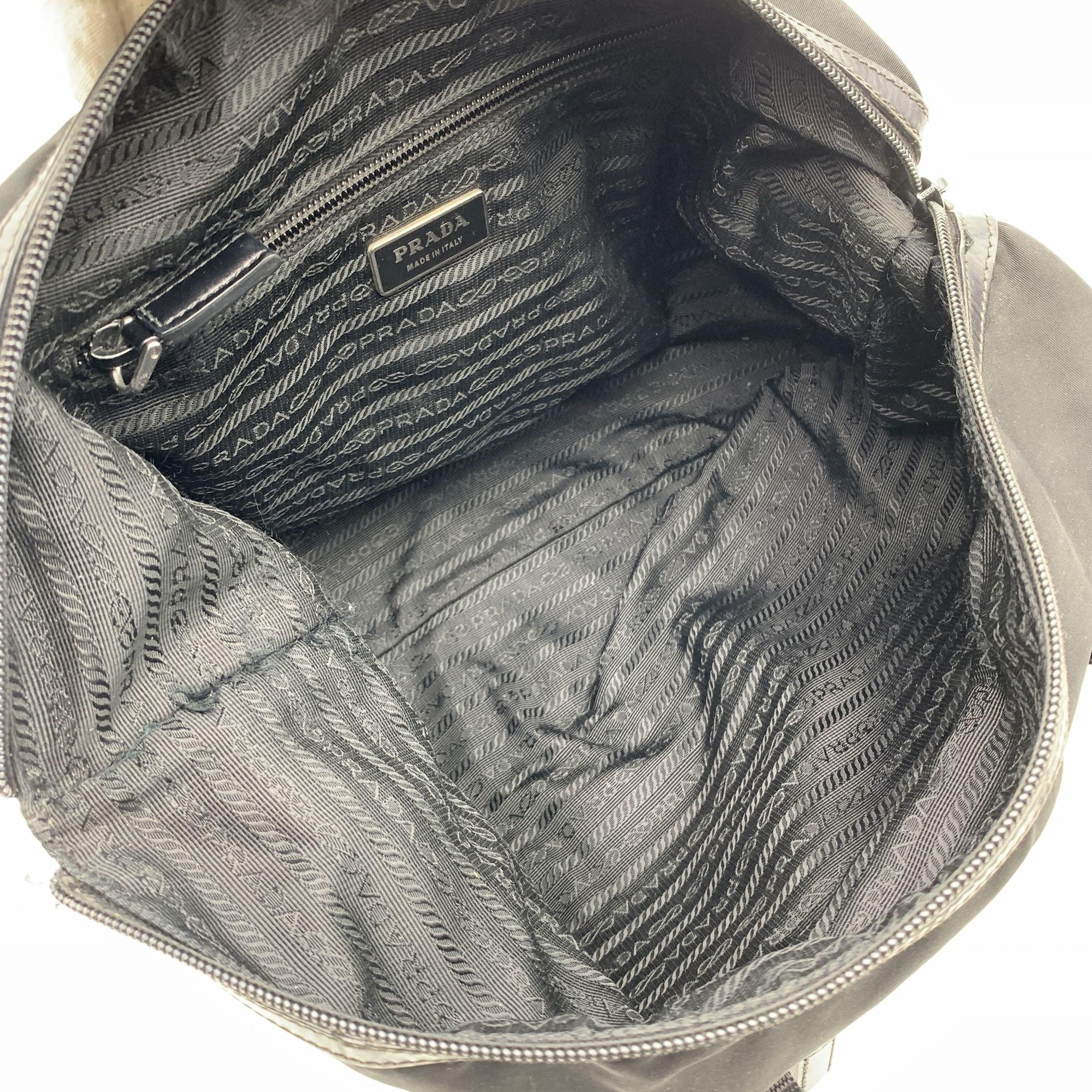 Prada Black Tessuto Nylon and Leather Tote Shoulder Bag 2