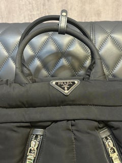 Prada Schwarz Tessuto Nylon Bomber Großer Tote Bag