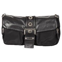 Vintage Prada Black Tessuto Nylon Buckle Shoulder Bag (BR2417)