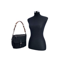 Prada Black Tessuto Nylon Canvas Leather Triangle Logo Shoulder Bag
