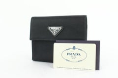Prada Black Tessuto Nylon Compact Trifold Wallet 544pr611