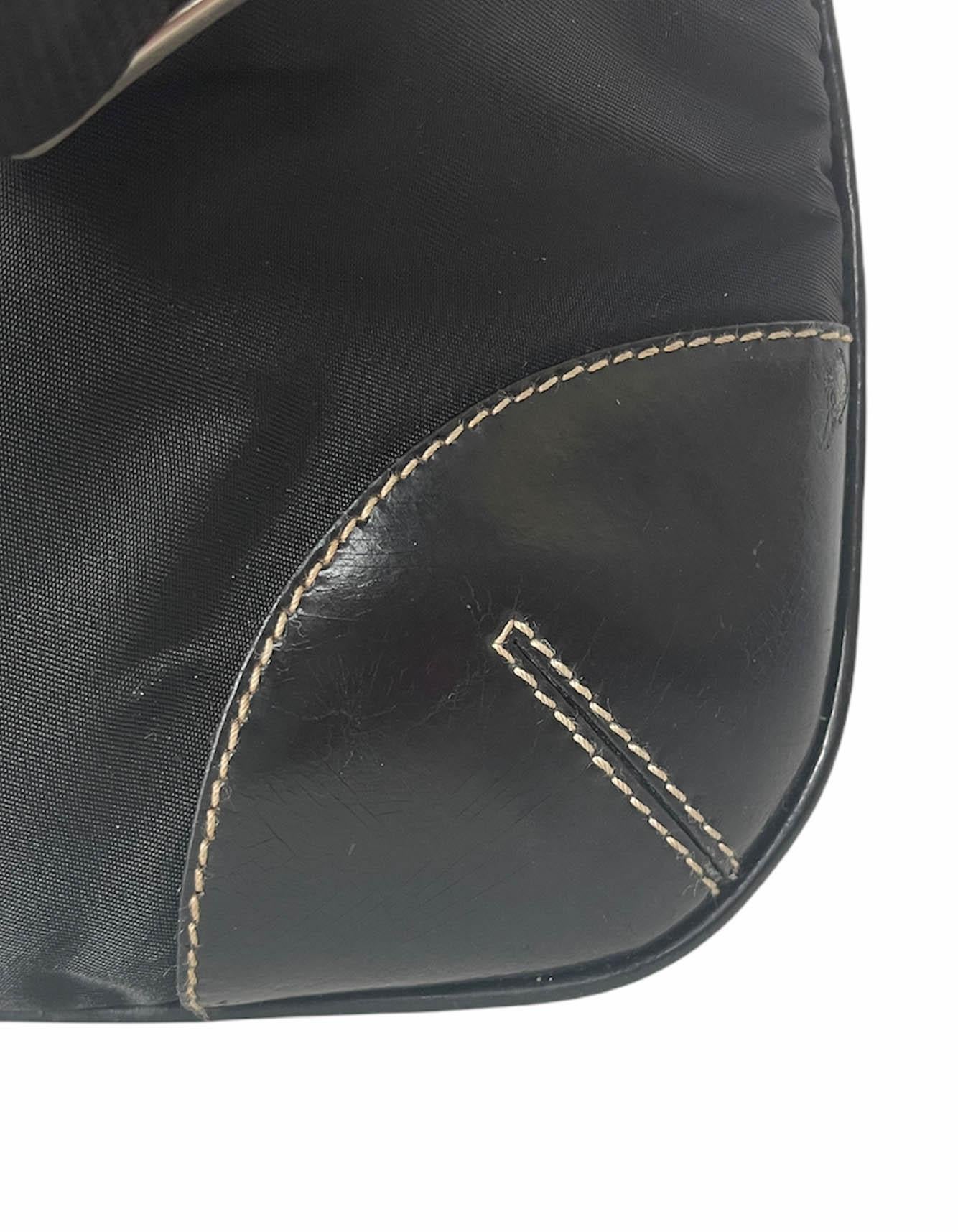 Prada Black Tessuto Nylon Crossbody Bag w/ Leather Trim & Buckle Detail 4