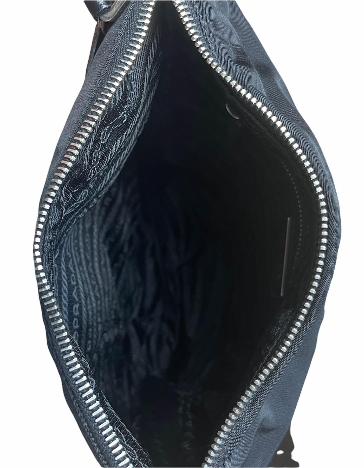 Prada Black Tessuto Nylon Crossbody Bag w/ Leather Trim & Buckle Detail 5